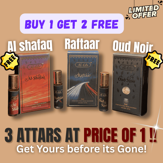 3 Pcs Al Shafaq, Raftaar, Oud Noir 6 ML each